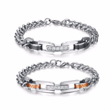 Moda Personalizado bom preço 316l homens de aço inoxidável casal link pulseira jóias